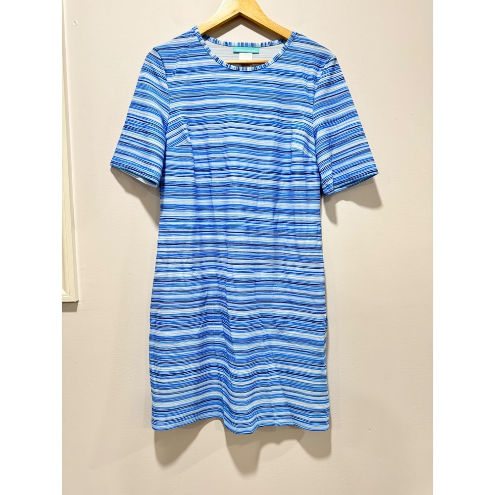 Beach House Sport Blue Striped Swim Dress UPF 50+ Pockets